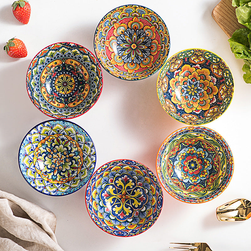 Decorative Artisan Dinner Bowls Set
