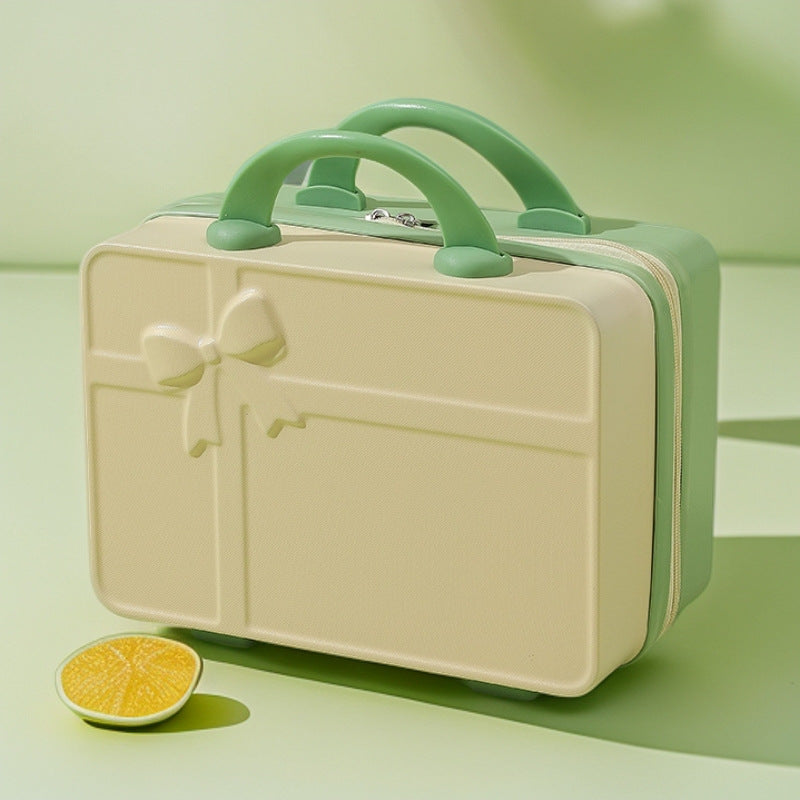 structured hard-shell cosmetic travel case with embossed bow and dual top handles Kalsten
