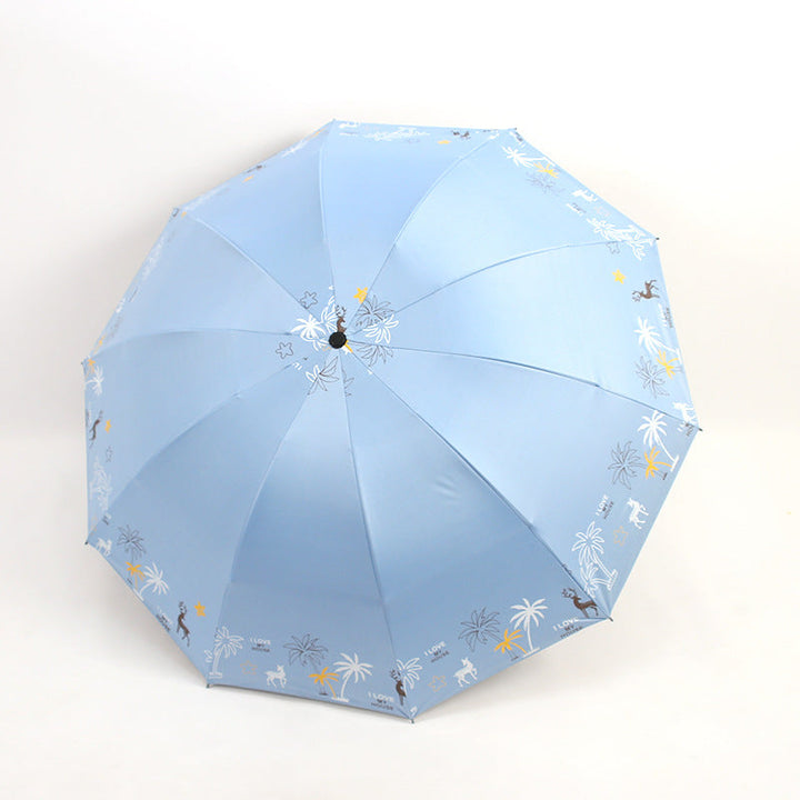 Women's Folding Umbrella with Animal Print Kalsten