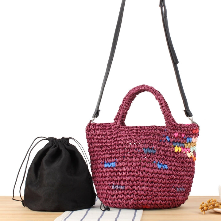 Handbag Made from Handcrafted Natural Material with Colorful Accent Kalsten