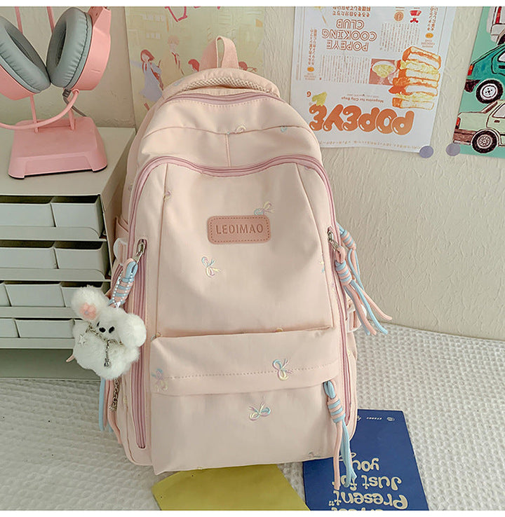 Cute Embroidered Casual School Backpack
