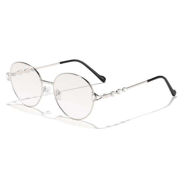 Women round sunglasses with elegant metal frame and mirrored lenses Kalsten