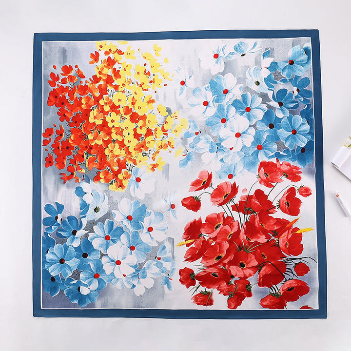 Women's silk scarf in elegant botanical design Kalsten