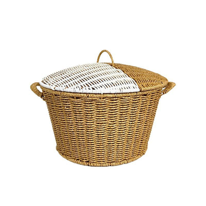 Women’s rattan basket with lid and trendy handles Kalsten