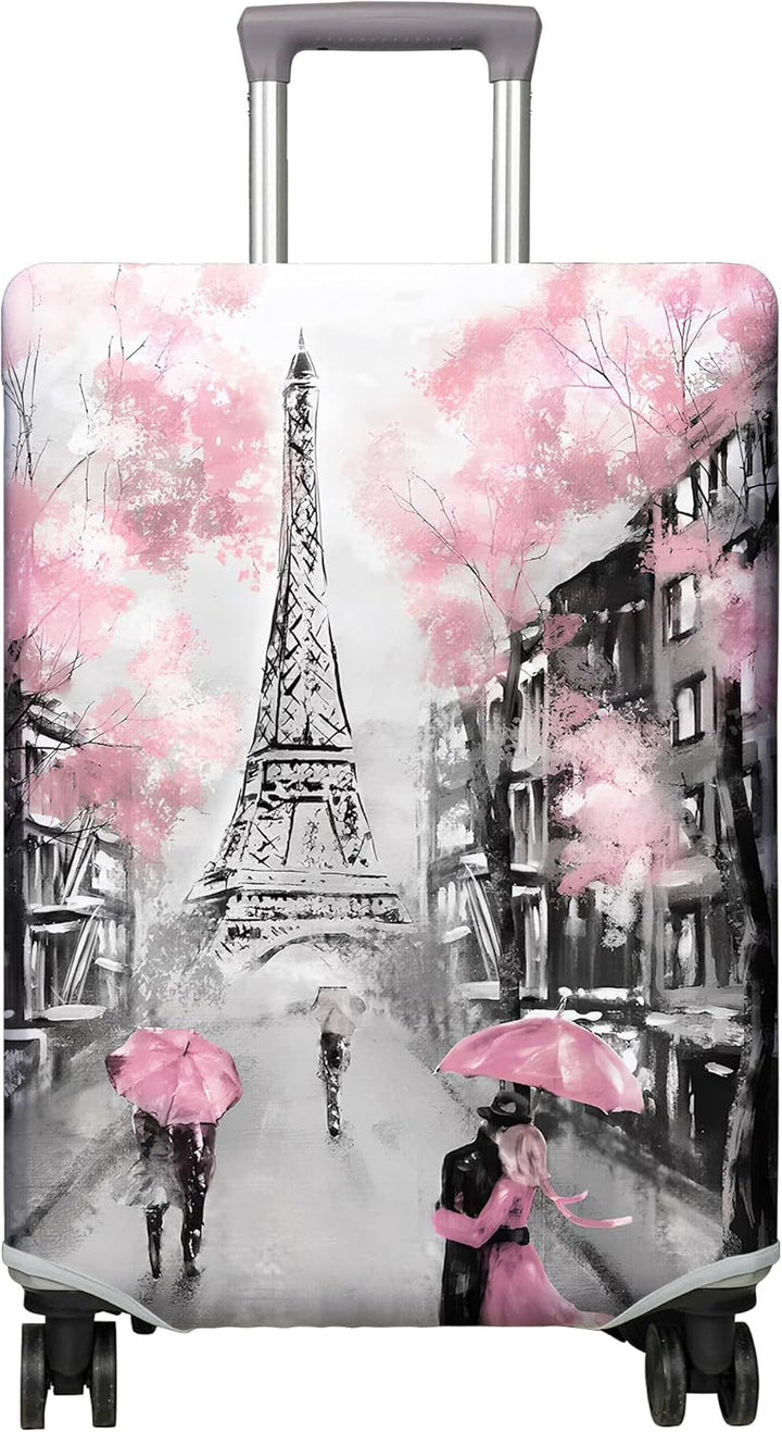 Unisex non-elastic suitcase cover with Paris motif and water-repellent stretch fabric for trolley Kalsten