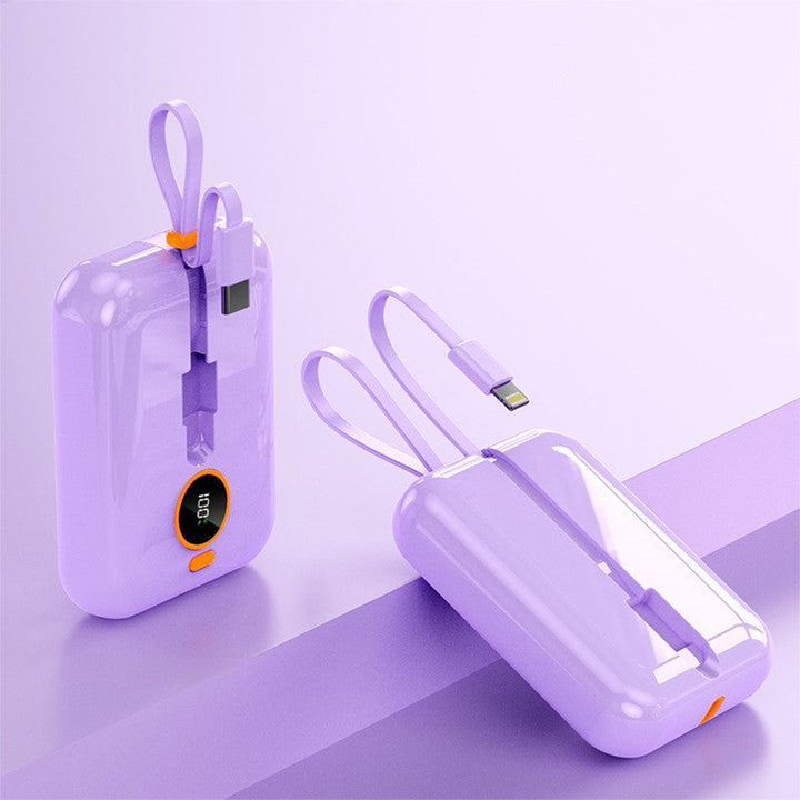 Portable Mini Power Bank with Integrated Charging Cable and Digital Display Kalsten