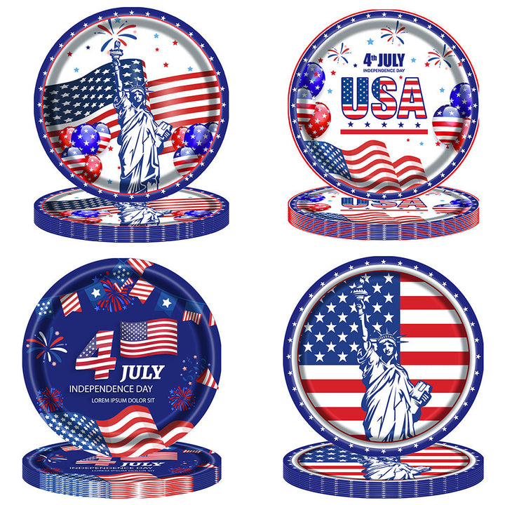 Unisex disposable paper plate with American flag design and Statue of Liberty illustration Kalsten