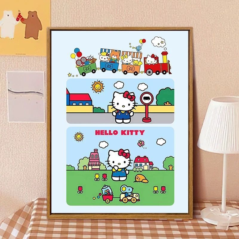 Hello Kitty-Inspired Cartoon Wall Art Print Kalsten
