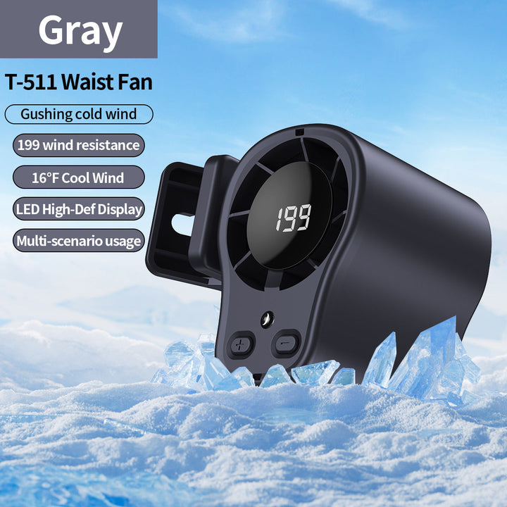 Unisex nan portable clip-on waist cooling fan with LED display Kalsten
