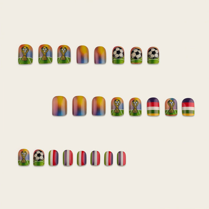 Artificial nails with soccer motif and glitter effects Kalsten