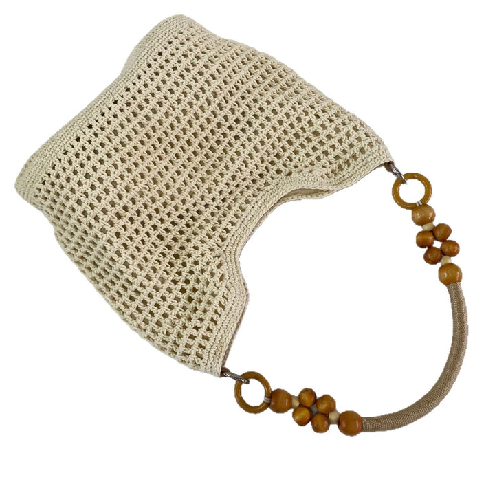 Hand-knotted tote bag with decorative wooden handle Kalsten