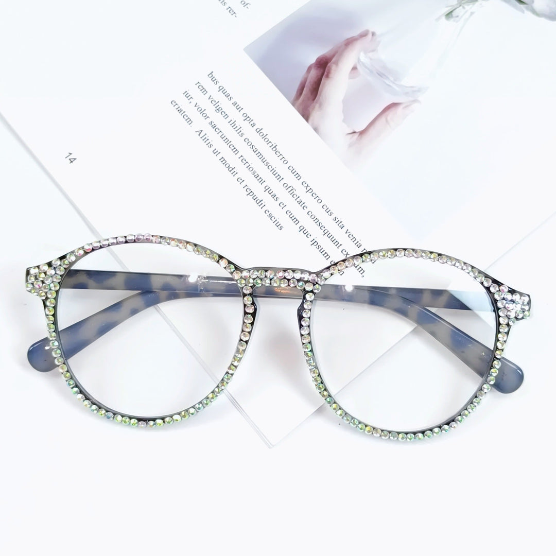 Women Stylish Cat Eye Glasses with Sparkling Rhinestone Trim Kalsten