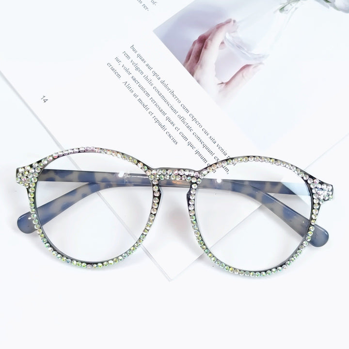 Women Stylish Cat Eye Glasses with Sparkling Rhinestone Trim Kalsten