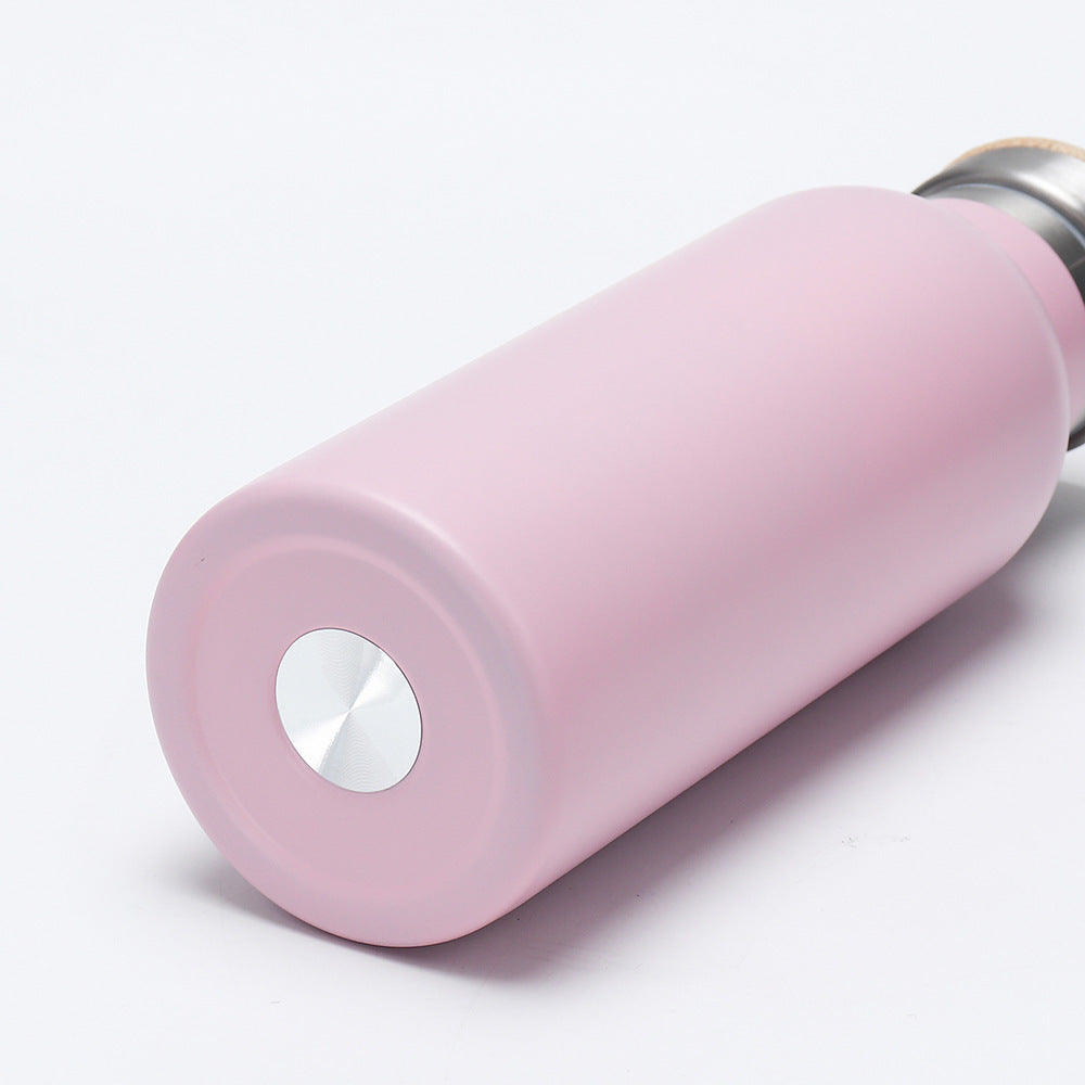 Women's insulated stainless steel drinking bottle with wooden lid Kalsten