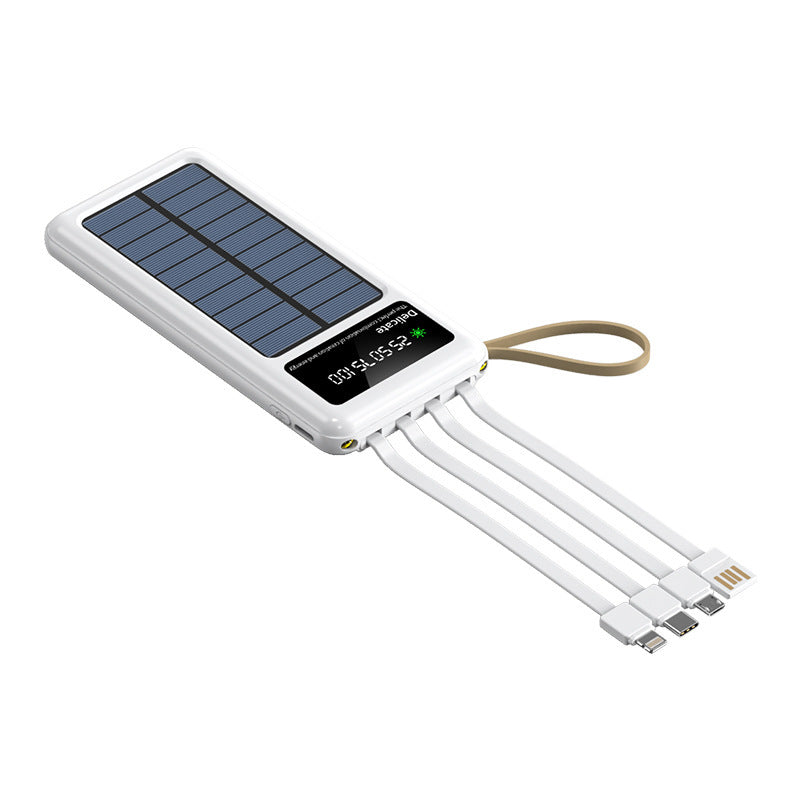 Solar power bank with integrated light and multifunctional USB charging cable Kalsten