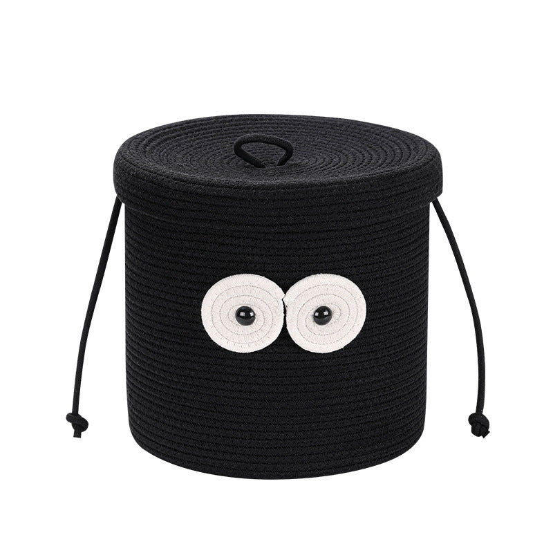 Women's Round Storage Basket with Lid and Eye Design Kalsten