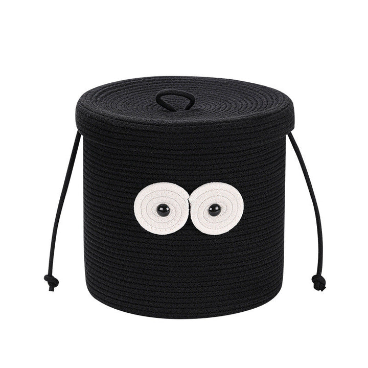 Women's Round Storage Basket with Lid and Eye Design Kalsten