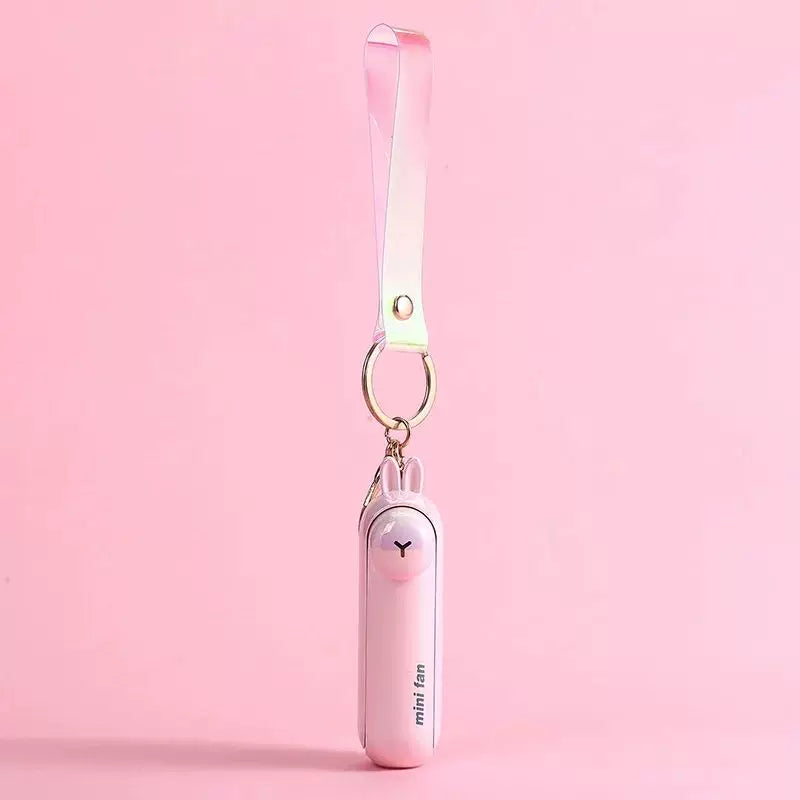 Unisex One Size Rechargeable Keychain Handheld Mini Fan with Wrist Strap and Novel Frog Charm Kalsten