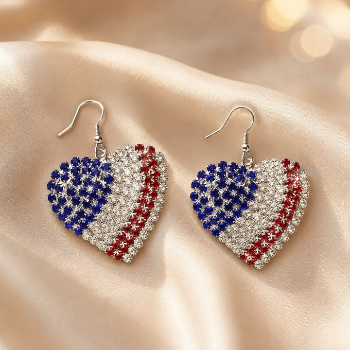 Women's Statement Earrings made of enamel with star and stripe motif and crystal embellishment Kalsten