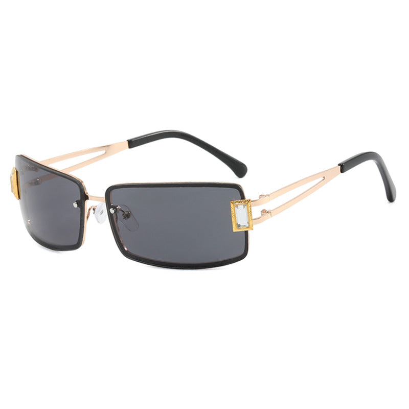 Ladies stylish sunglasses with elegant trapezoidal lenses and filigree metal frame Kalsten