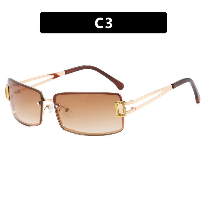 Ladies stylish sunglasses with elegant trapezoidal lenses and filigree metal frame Kalsten