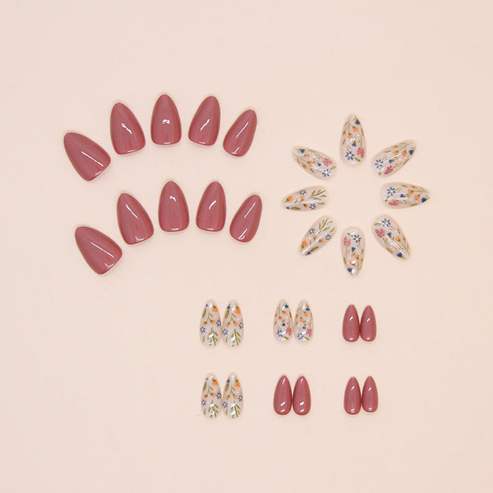 Artistic Floral Press-On Nail Art Kalsten