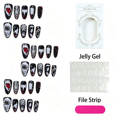 Halloween Nail Art Set with Spider Design and Gel Nails Acalora