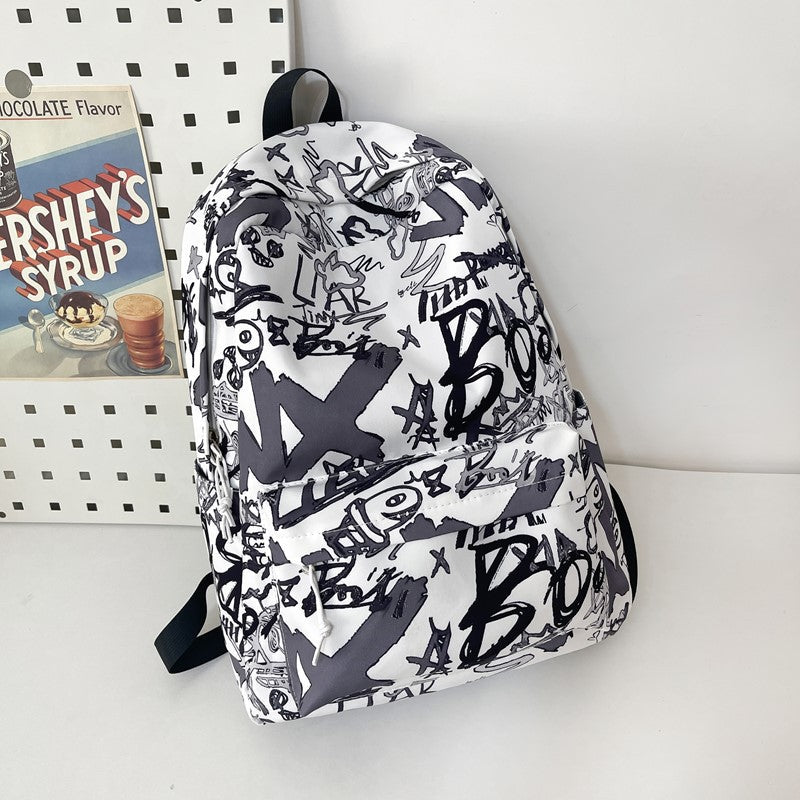 Artistic Graffiti Print School Backpack