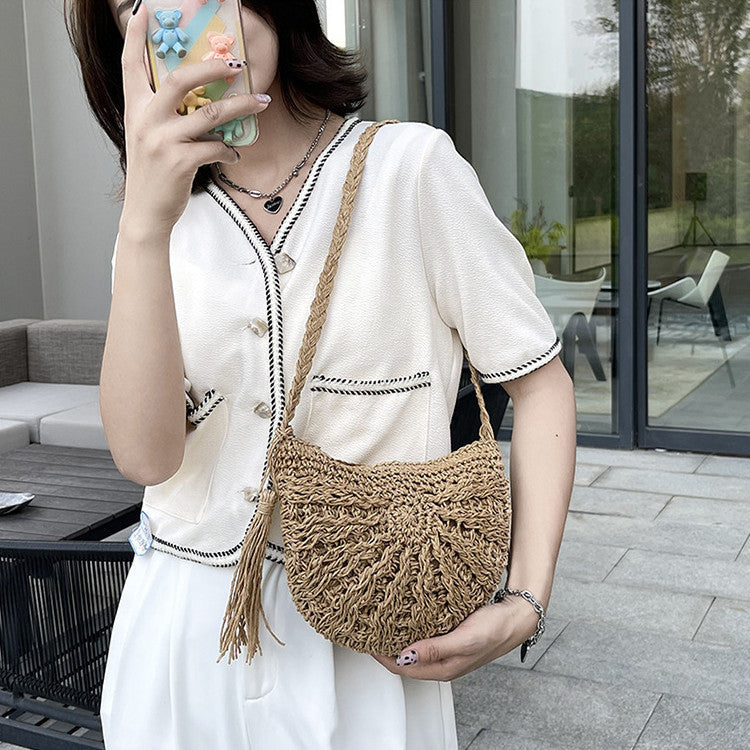 Hand-knotted shoulder bag with fringes Kalsten
