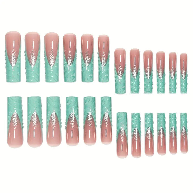 Artistic Wave-Pattern Press-On Nails Kalsten