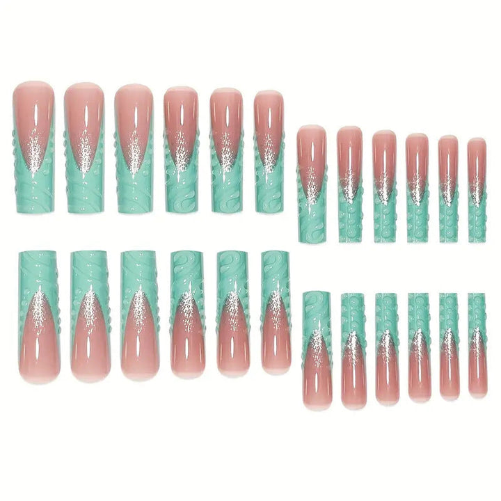 Artistic Wave-Pattern Press-On Nails Kalsten