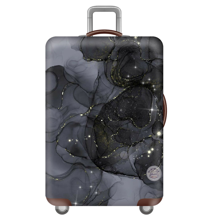 Unisex large hard shell suitcase with sturdy trolley handle and elastic motif protective cover superhero design Kalsten