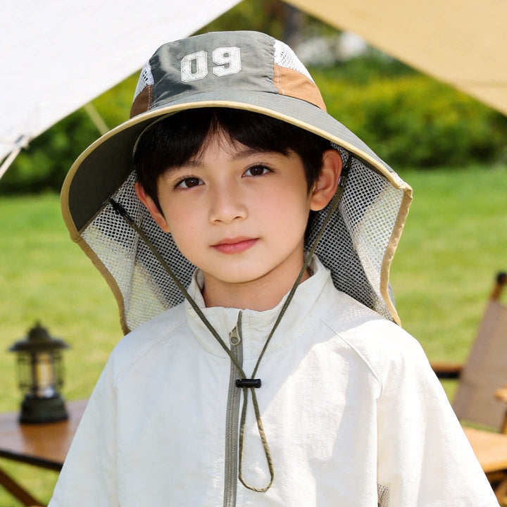 Kids' sun hat with breathable mesh neck protection and adjustable chin strap Kalsten
