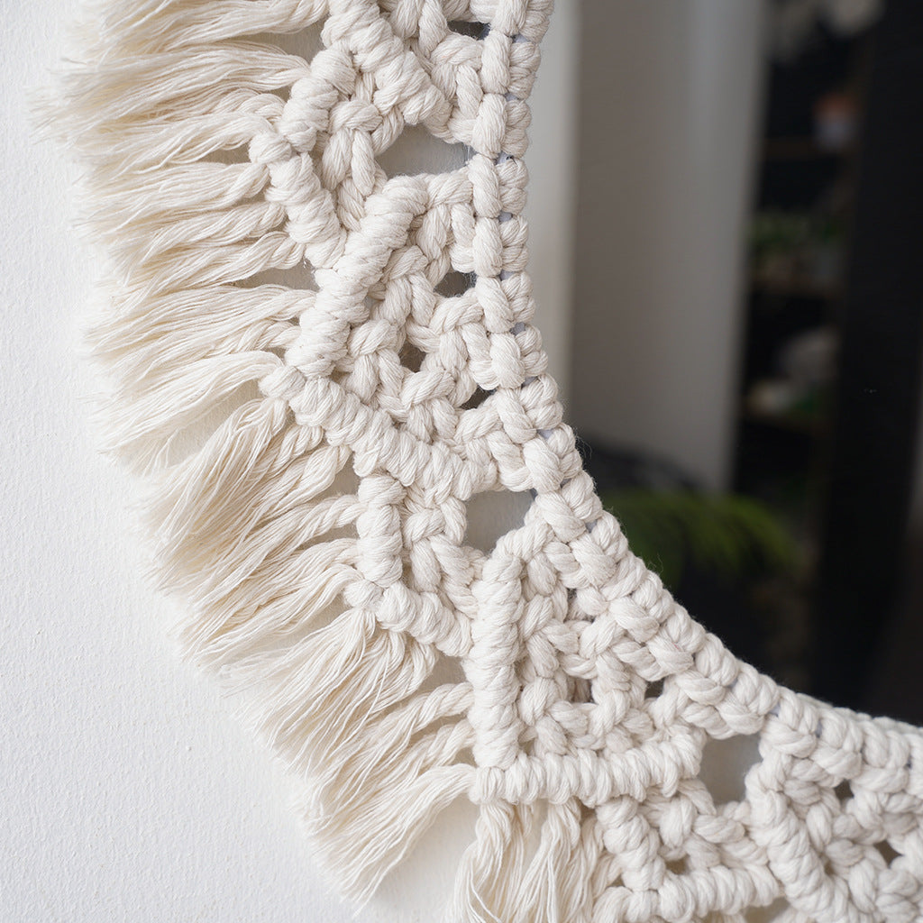Decorative Macramé Round Wall Mirror Acalora