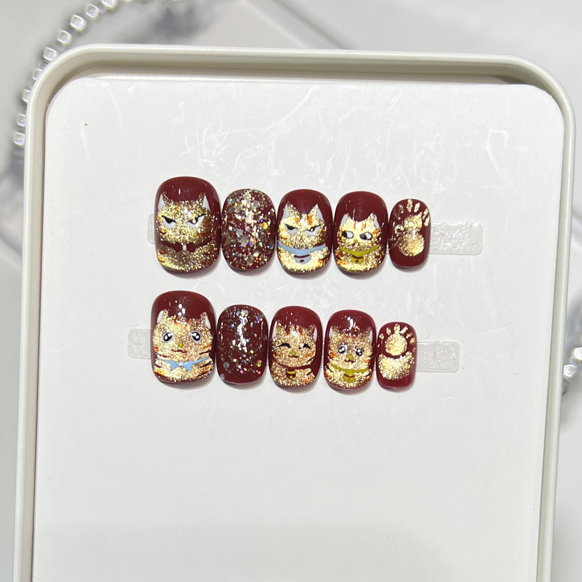 Decorative Cat-Themed Nail Art Set Acalora