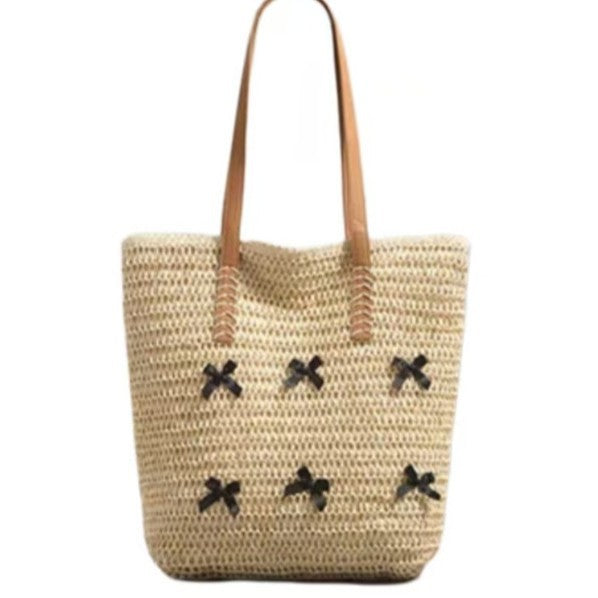 Braided Bast Bag with Decorative Bow Design Kalsten