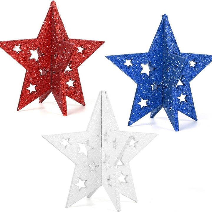 Unisex decorative table toppers made of wood with glittering star tops and ribbon Kalsten