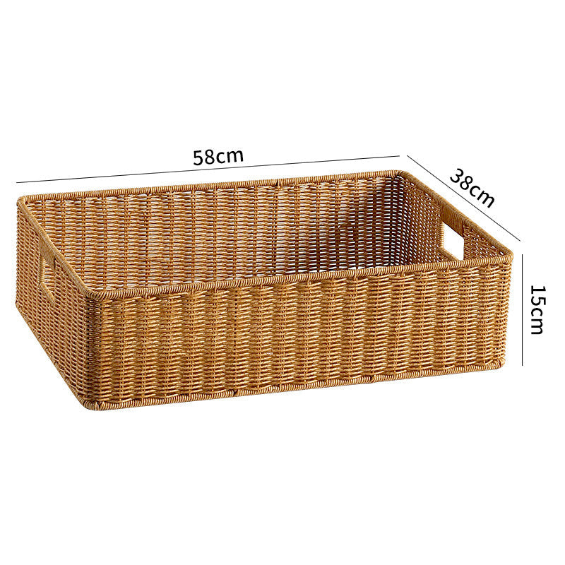 Large Handwoven Rectangular Storage Basket with Cutout Handles Kalsten
