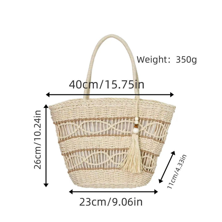 Braided basket bag with tassel details Kalsten