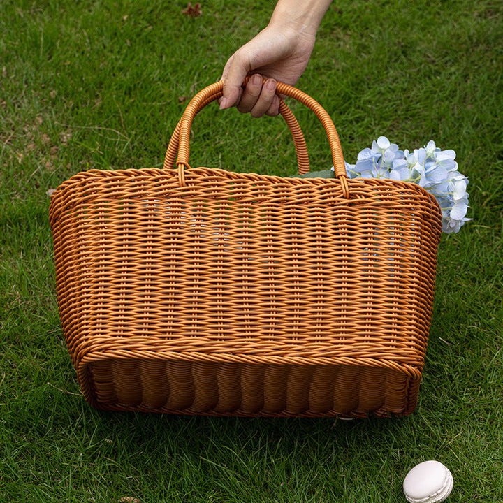Women’s braided basket with practical handles Kalsten