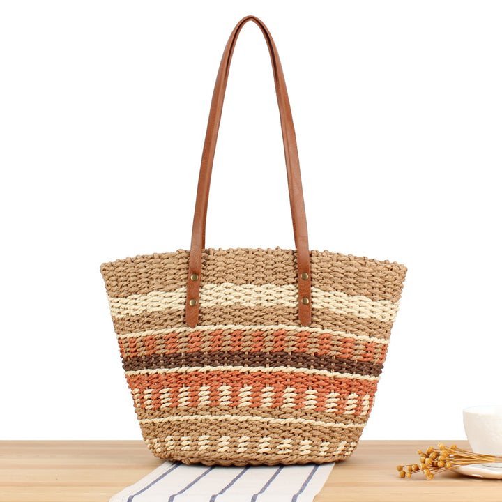 Braided shopping bag with high-quality leather handles Kalsten