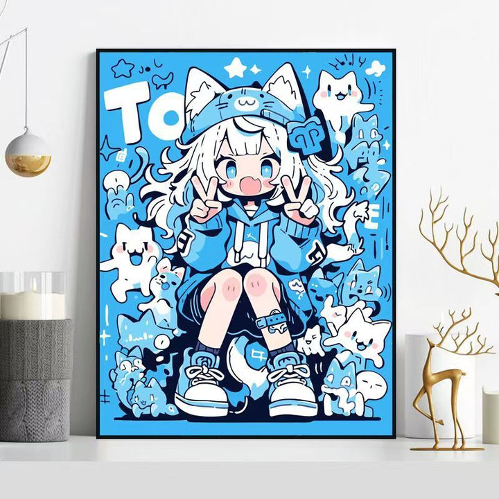 Whimsical Cat-Themed Illustration Wall Art Kalsten