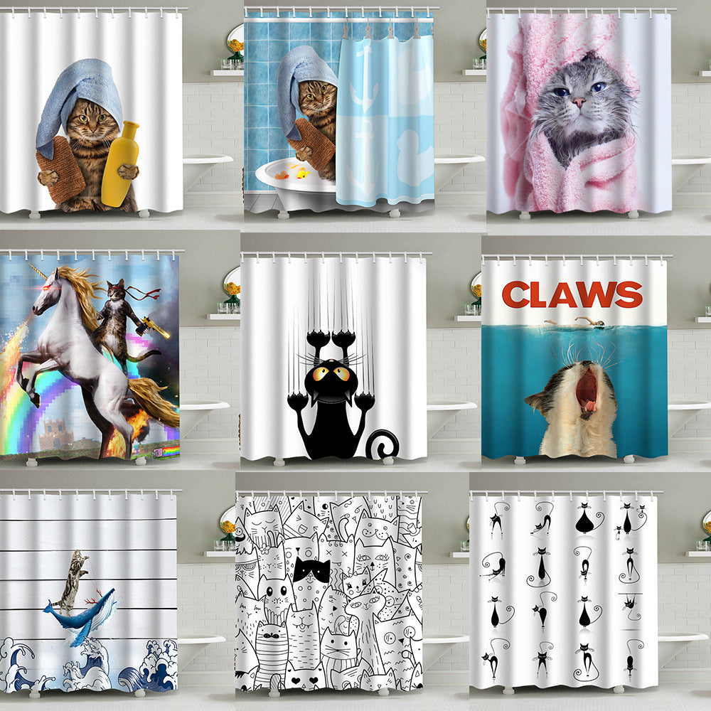 Artistic Dog Illustration Shower Curtain Kalsten