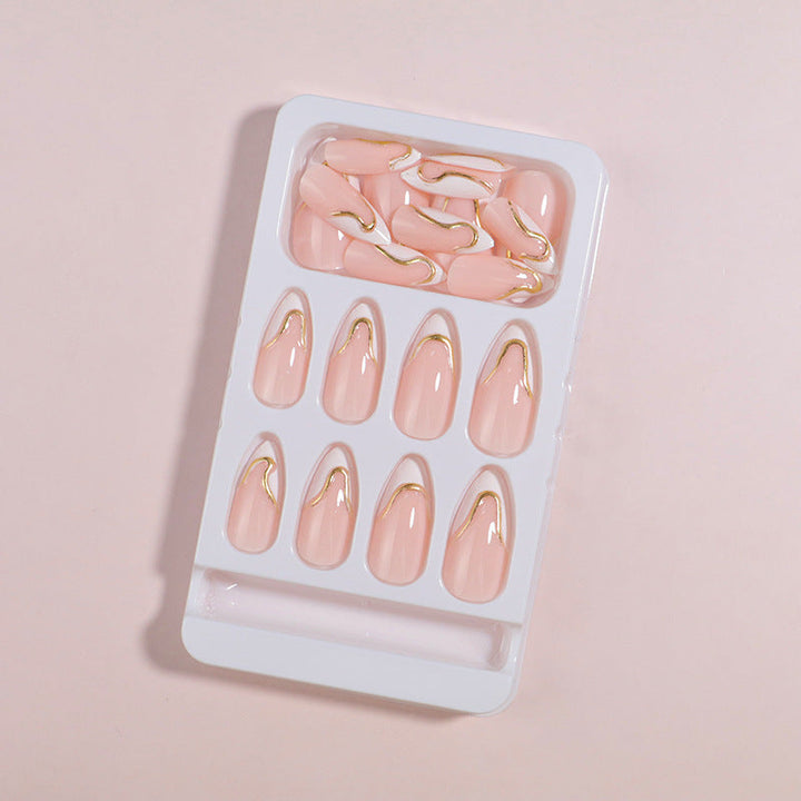 DIY Press-On Nail Set with Elegant Gold Accents Kalsten