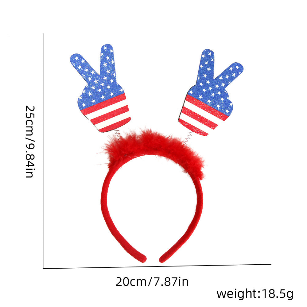Unisex nan patriotic party headband with star pom poms and flag pendants Kalsten