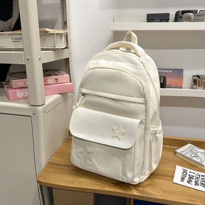 Cute Casual Star-Embellished School Backpack
