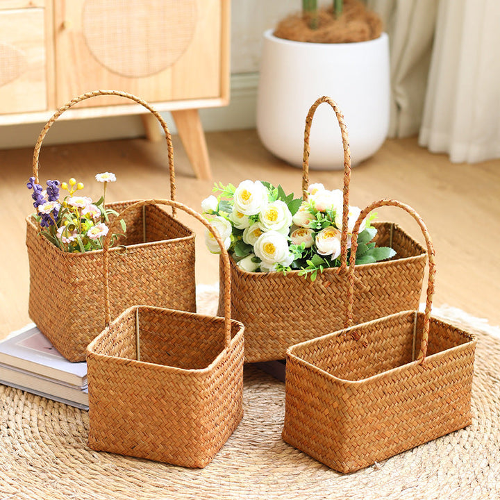 Handwoven Natural Fiber Carrying Basket Kalsten