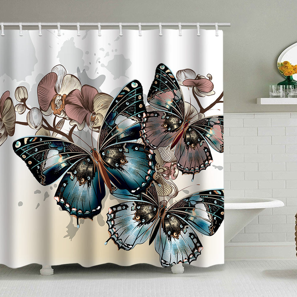 Butterfly-Inspired Floral Shower Curtain Kalsten