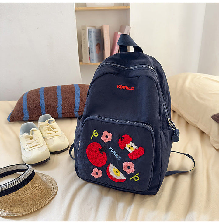 Cute Embroidered Casual School Backpack