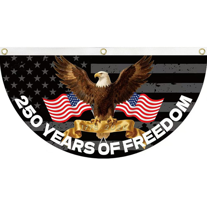 Unisex half-circle banner made of weatherproof polyester with metal eyelets and reinforced seams Kalsten